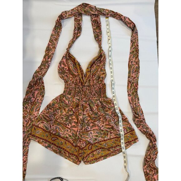 LUZ Life Activated Women’s Boho Paisley Halter Romper Pink Multicolor - Picture 3 of 6